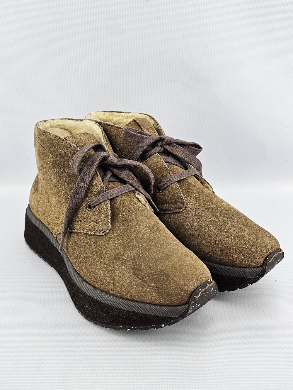 OTBT Ankle Boots Brown Suede Leather Black Wedge Lined Cold Weather W Size 9